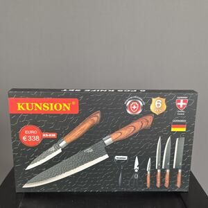 Kunsion 6 Piece Knife Set KS-038, Wood Handles, Antibacterial, Chef & Utility